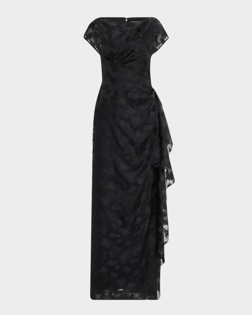 Florence Draped Short-Sleeve Fli Coupe Gown